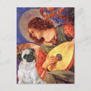 Mops H (Rehfarben) - Mandolinenengel Postkarte
