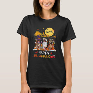 Mops Hallothanksmas Halloween Erntedank T-Shirt