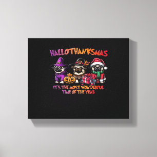 Mops Halloween Erntedank Weihnachts-Klassik T-Shi Leinwanddruck
