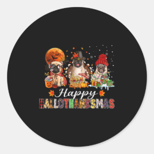 Mops Halloween Erntedankfest Weihnachten Frohes Ha Runder Aufkleber