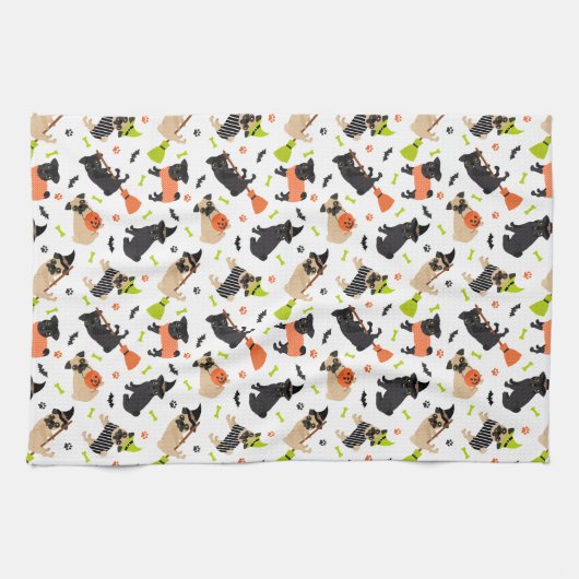 Mops Halloween Geschirrtuch (Horizontal)