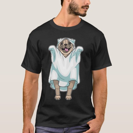 Mops Halloween Ghost T-Shirt (Vorderseite)