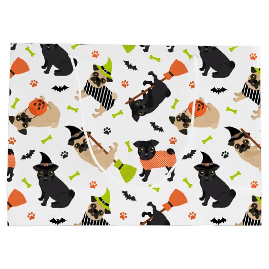 Mops Halloween Große Geschenktüte (Rückseite)