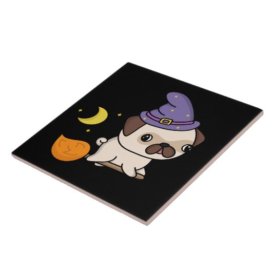 Mops-Halloween-Kachel Fliese (Seite)