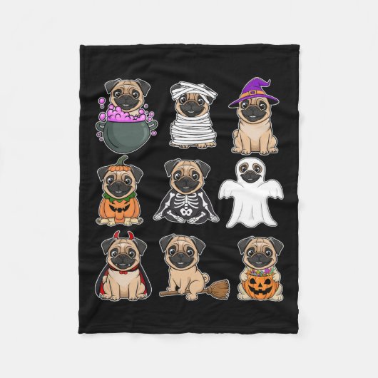Mops Halloween Kostüm Spooky Ghost Pumpkin Mops Ha Fleecedecke (Vorderseite)