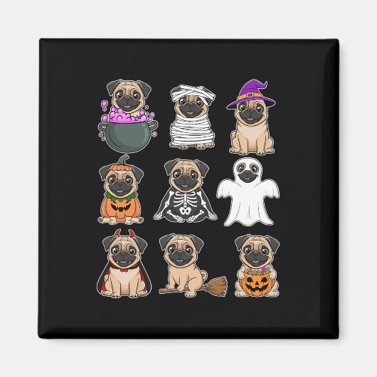 Mops Halloween Kostüm Spooky Ghost Pumpkin Mops Ha Magnet (Vorne)