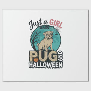Mops-Halloween-Mädchen Vintage-Vector-Design (2)_1 Geschenkpapier
