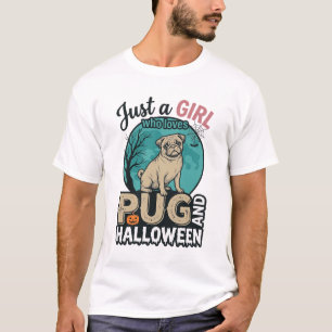 Mops Halloween Mädchen Vintage Vektor Design (2)_1 T-Shirt