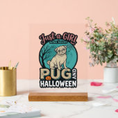 Mops-Halloween-Mädchen-Vintage-Vektordesign_1 Acrylschild (Hochzeit)