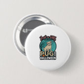 Mops-Halloween-Mädchen Vintage-Vektordesign_1 Button (Vorne & Hinten)