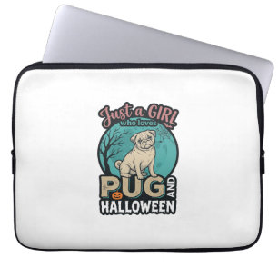 Mops-Halloween-Mädchen-Vintage-Vektordesign_1 Laptopschutzhülle