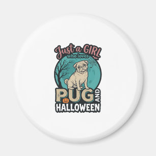 Mops-Halloween-Mädchen-Vintage-Vektordesign_1 Magnet