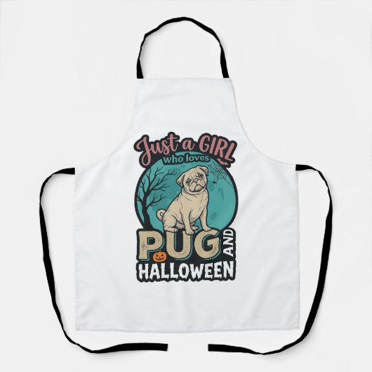 Mops-Halloween-Mädchen-Vintage-Vektordesign_1 Schürze (Vorderseite)