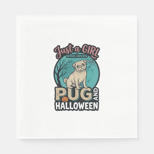Mops-Halloween-Mädchen Vintage-Vektordesign_1 Serviette (Vorderseite)