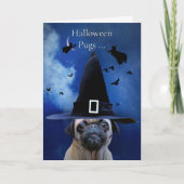 Mops Halloween Niedlich mit Hexen und Kisses Karte (Vorderseite)