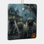Mops Halloween Night Doggy Delight Keramikornament (Rechts)