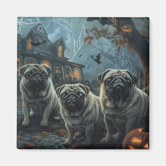 Mops Halloween Night Doggy Delight Magnet (Vorne)