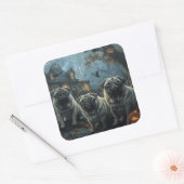 Mops Halloween Night Doggy Delight Quadratischer Aufkleber (Umschlag)