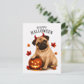 Mops Halloween Postkarte (Stehend Vorderseite)