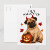 Mops Halloween Postkarte (Vorne/Hinten)