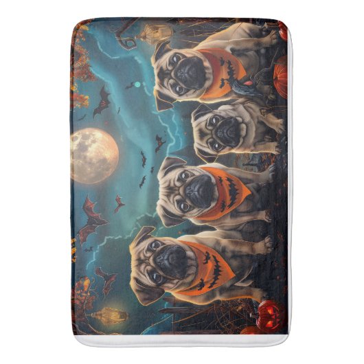 Mops Halloween Spooky Badematte (Vorderseite Vertikal)