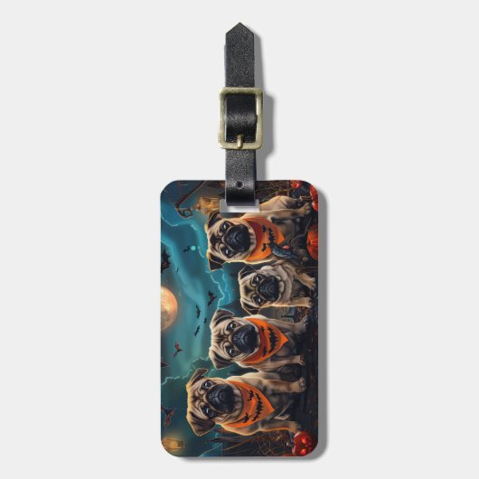 Mops Halloween Spooky Gepäckanhänger (Vorderseite vertikal)