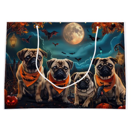 Mops Halloween Spooky Große Geschenktüte (Vorderseite)