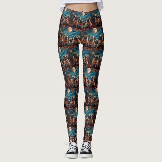 Mops Halloween Spooky Leggings (Vorderseite)