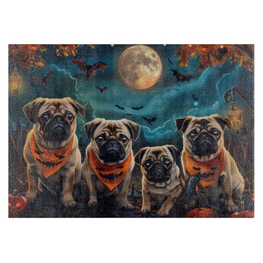 Mops Halloween Spooky Schneidebrett (Vorderseite)