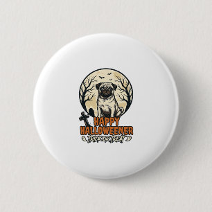 Mops Halloween-Süßigkeiten oder Saures Vintage-Eng Button