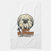 Mops Halloween-Süßigkeiten oder Saures Vintage-Eng Geschirrtuch (Vertikal)