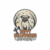 Mops Halloween-Süßigkeiten oder Saures Vintage-Gra Aufkleber (Vorderseite)