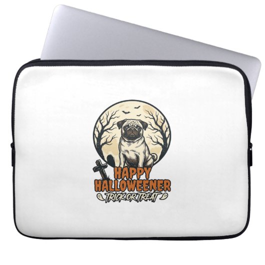 Mops Halloween-Süßigkeiten oder Saures Vintage-Gra Laptopschutzhülle (Vorderseite)