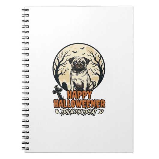 Mops Halloween-Süßigkeiten oder Saures Vintage-Gra Notizblock (Vorderseite)
