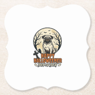 Mops Halloween-Süßigkeiten oder Saures Vintage-Gra Untersetzer