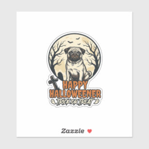 Mops Halloween-Süßigkeiten oder Saures Vintage-Sti Aufkleber