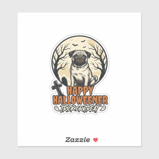 Mops Halloween-Süßigkeiten oder Saures Vintage-Sti Aufkleber (Blatt)