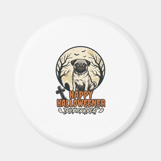 Mops Halloween-Süßigkeiten oder Saures Vintage-Sti Magnet (Vorne)