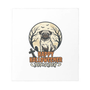 Mops Halloween-Süßigkeiten oder Saures Vintage-Sti Notizblock