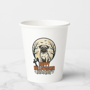 Mops Halloween-Süßigkeiten oder Saures Vintage-Sti Pappbecher