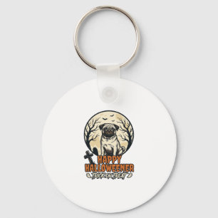 Mops Halloween-Süßigkeiten oder Saures Vintage-Sti Schlüsselanhänger