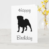 Mops Happy Birthday Karte (Gelbe Blume)