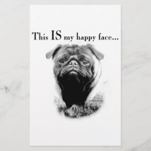 Mops Happy Face Briefpapier