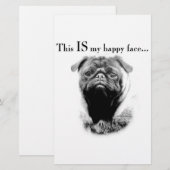 Mops Happy Face Briefpapier (Vorne/Hinten)