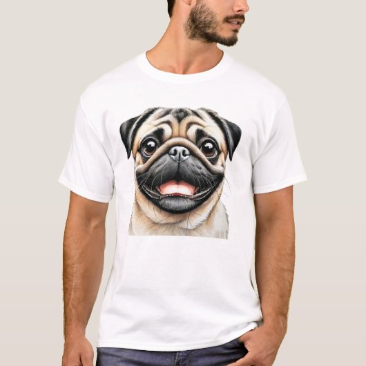 Mops Happy Face Dog T-Shirt (Vorderseite)