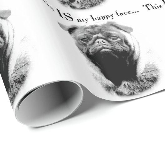 Mops Happy Face Geschenkpapier (Rolleneckpunkt)