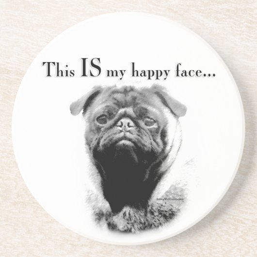 Mops Happy Face Getränkeuntersetzer (Vorne)