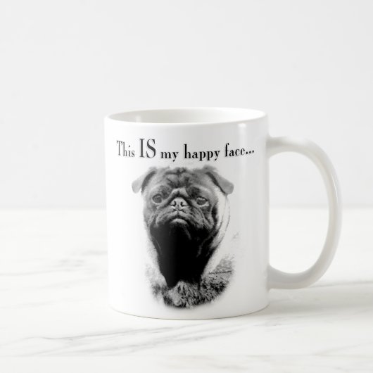 Mops Happy Face Kaffeetasse (Rechts)