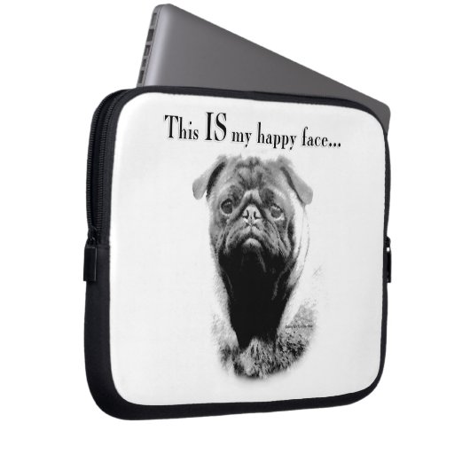 Mops Happy Face Laptopschutzhülle (Vorne Rechts)
