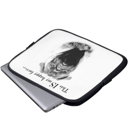 Mops Happy Face Laptopschutzhülle (Vorne Knopf)